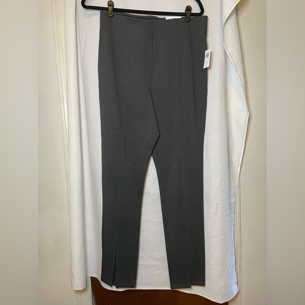 NWT Old Navy Dark Gray Skinny Leg Extra High Rise Split Hem Pants Size L